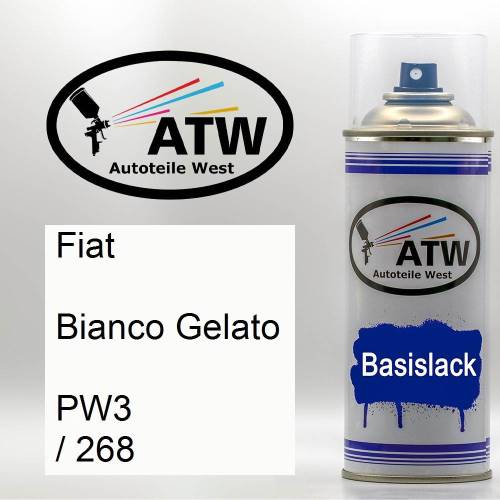 Fiat, Bianco Gelato, PW3 / 268: 400ml Sprühdose, von ATW Autoteile West.